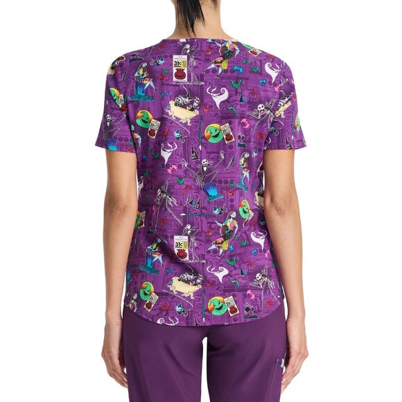 Disney The Nightmare Before Christmas V Neck Print Scrub Top Scrubstar Womens - Picture 7 of 8